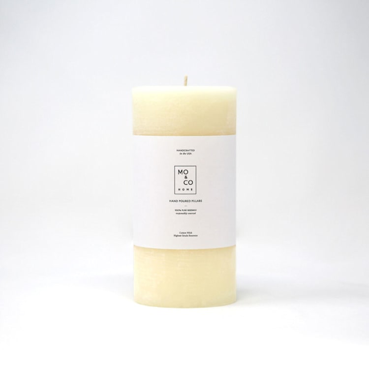 "3x6 Inch, Natural White, Beeswax Pillar Candle" - Candles and Holders in white by MoAndCo Home