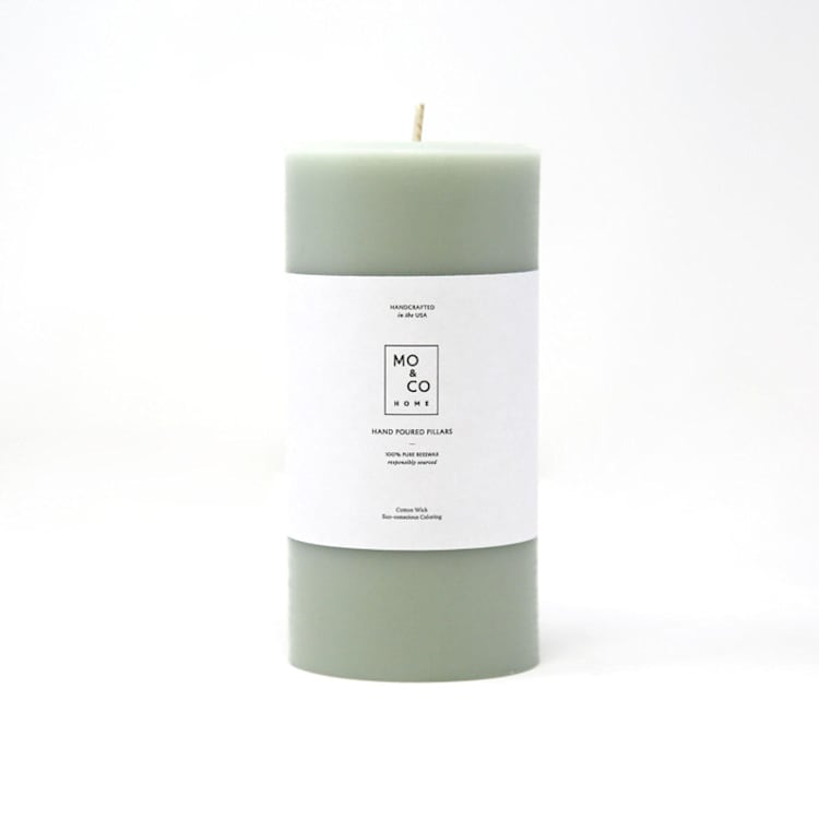 "3x6 Inch, Eucalyptus, Beeswax Pillar Candle" - Candles and Holders in green by MoAndCo Home