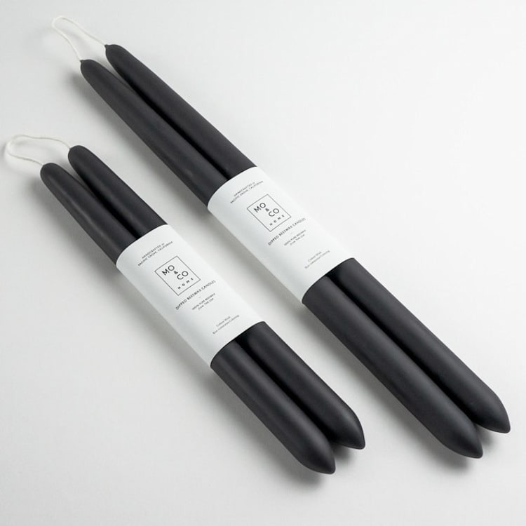 "14 Inch, Charcoal, Dipped Beeswax Taper Candles" - Candles and Holders in black by MoAndCo Home