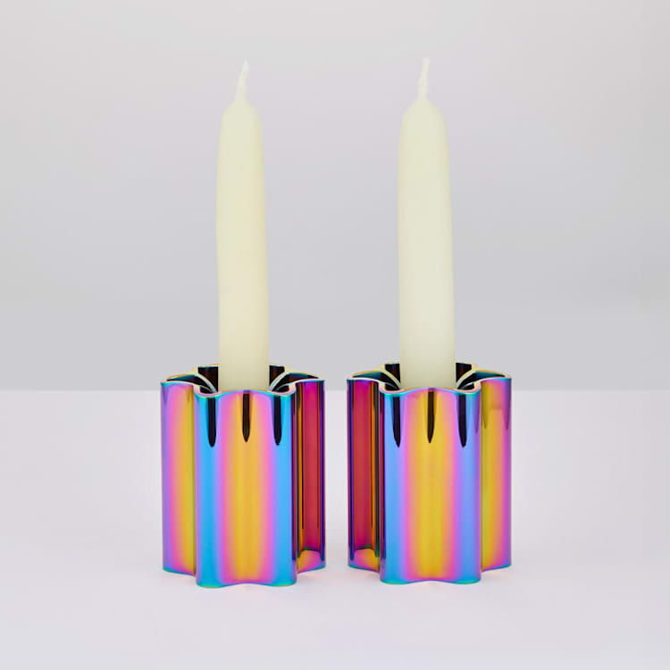 "Candle Holders - Sunrise Sunset" - Candles and Holders in multicolor by Leadoff Studio