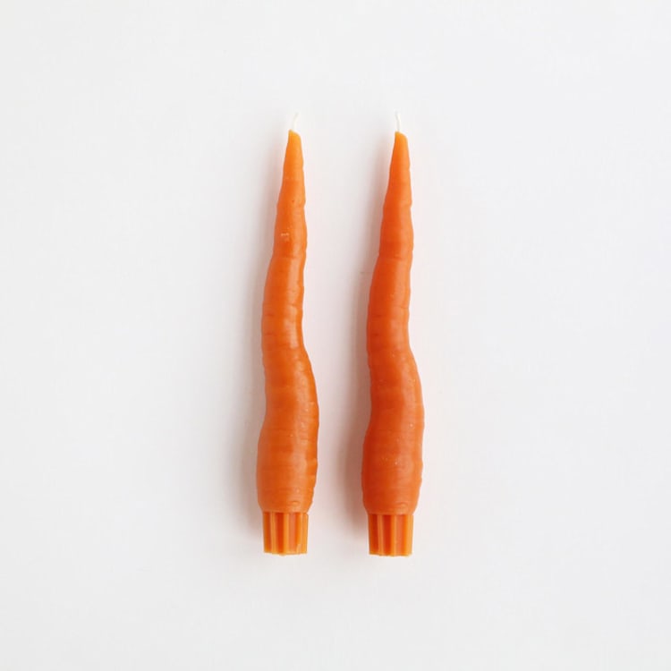"Carrot Taper Beeswax Candles (Pair)" - Candles and Holders in orange by Artifaqt