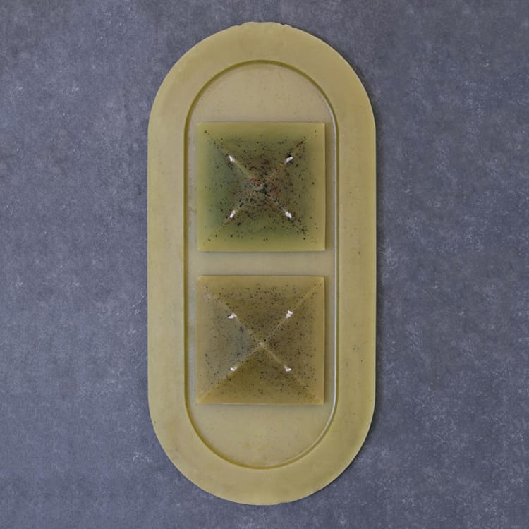 "Green Pyramid Set" - Candles and Holders in green by Danielle Gaito