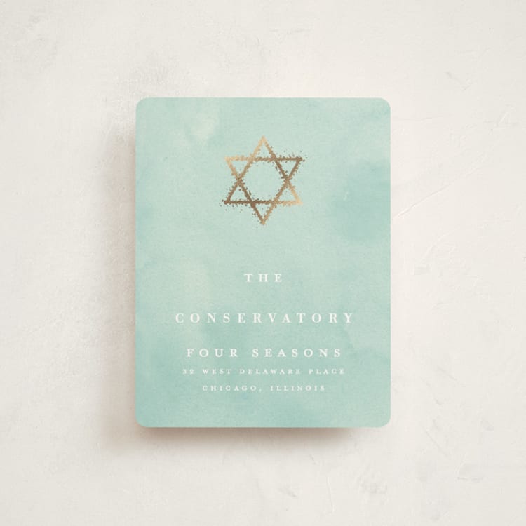 "Graceful" - Mitzvah Direction Cards in Aquamarine by Julia Hall - Front