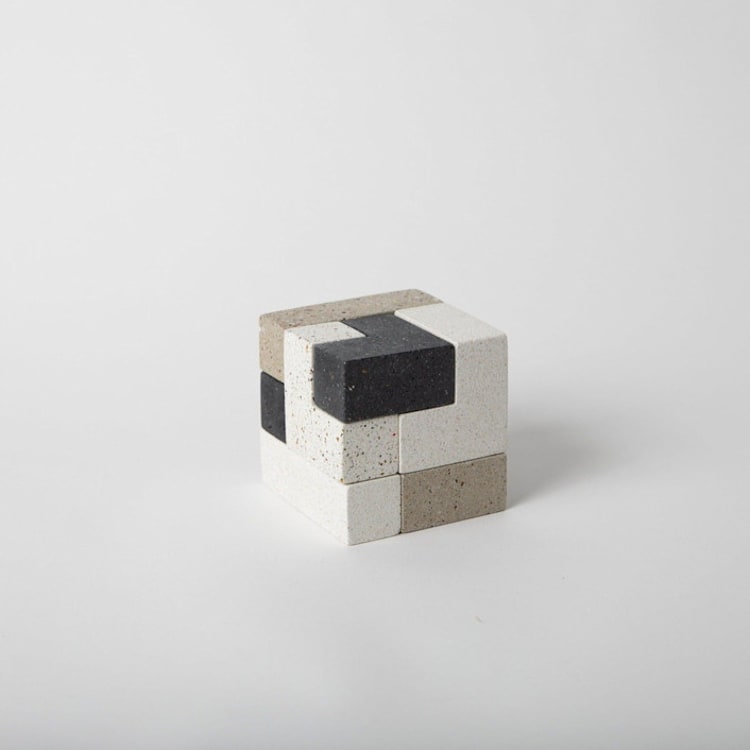 "Brave New Cube - Handcrafted Terrazzo Soma Puzzle" - Decorative Object in multicolor by Pretti.Cool