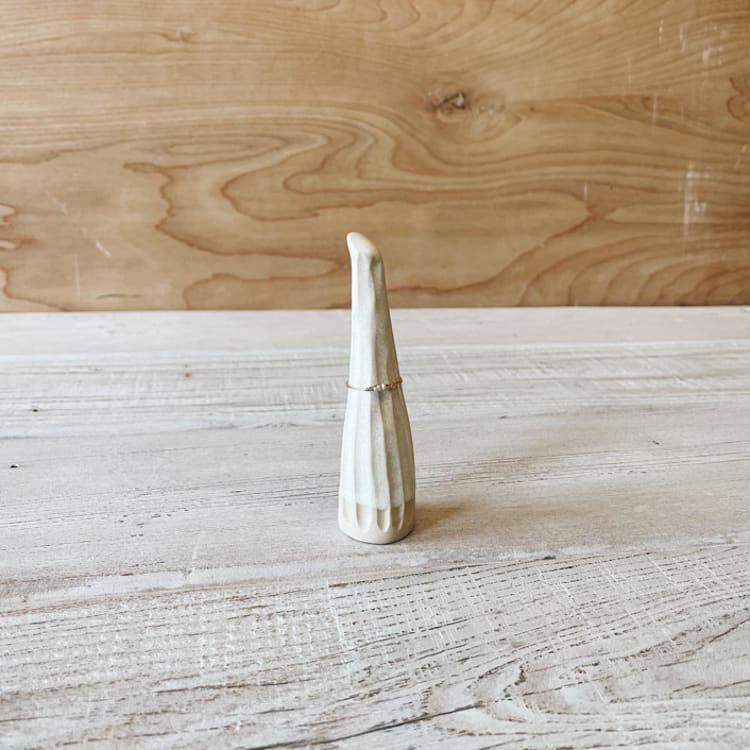 "Carved Ring Cone in Matte White" - Decorative Object in white by Bridget Dorr