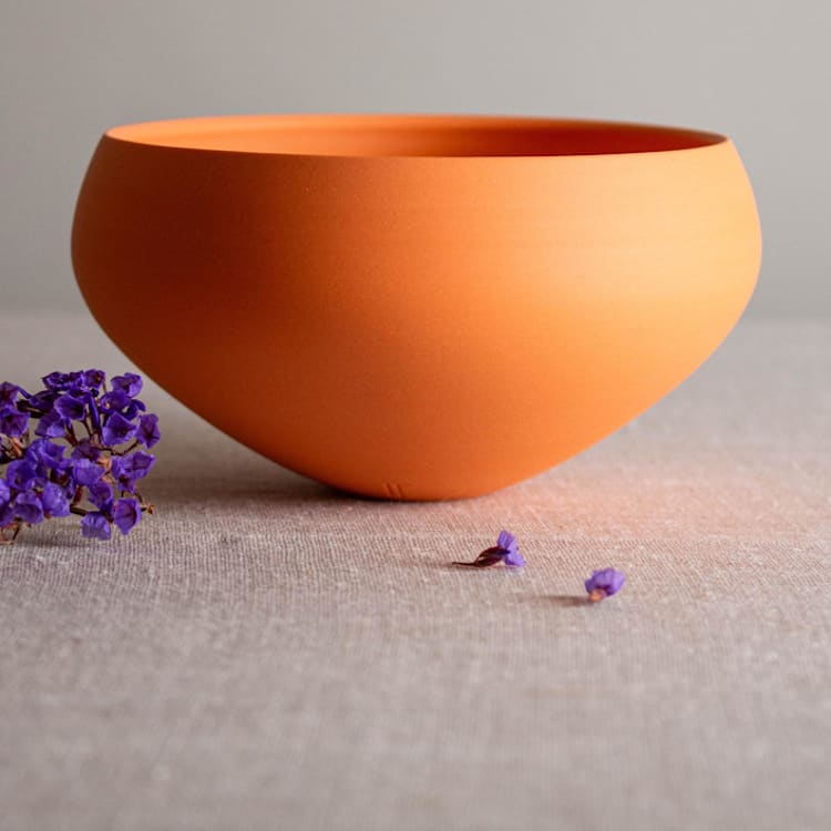 "Orange Porcelain Vessel 7" - Decorative Object in orange by Lisa Fleming