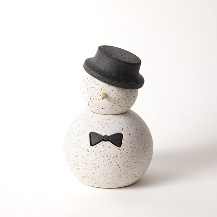 "Snowman - The Dandy, Black Bow Tie" - Decorative Object in white by Pretti.Cool