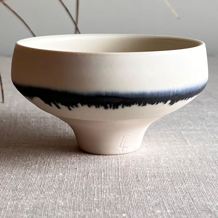 "Crystalline White Matte Glazed Vessel with Manganese Line" - Decorative Object in white by Lisa Fleming