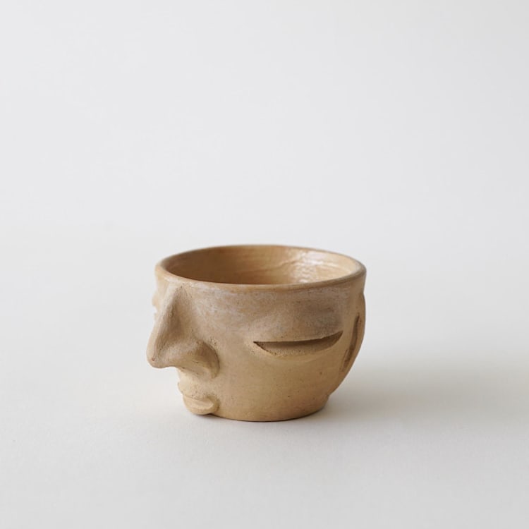 "Face Cup - Small" - Decorative Object in beige by Mano Made