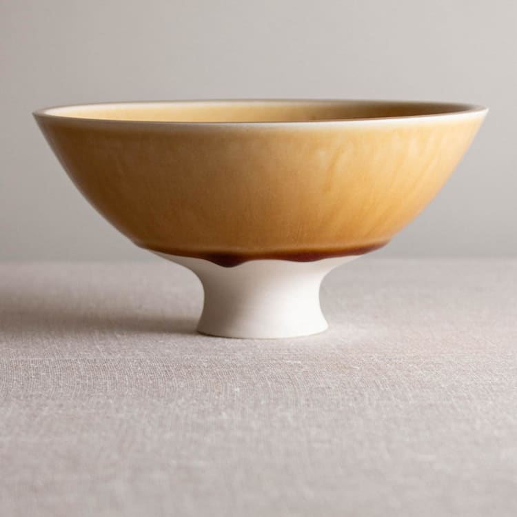 "Butterscotch Vessel with Flared Foot" - Decorative Object in yellow by Lisa Fleming