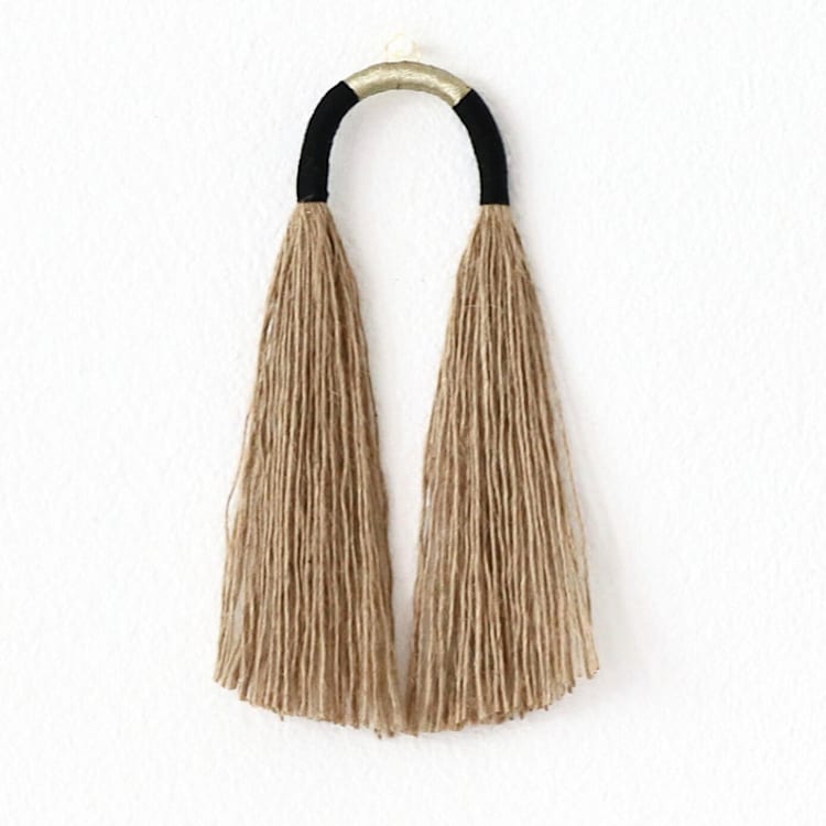 "Small Jute tassel with Gold" - Decorative Object in black by Bharti Trivedi