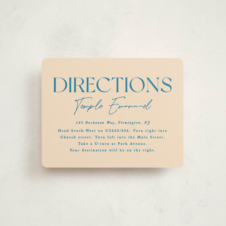 "Modern Mitzvah" - Mitzvah Direction Cards in Sky by Creo Study - Front