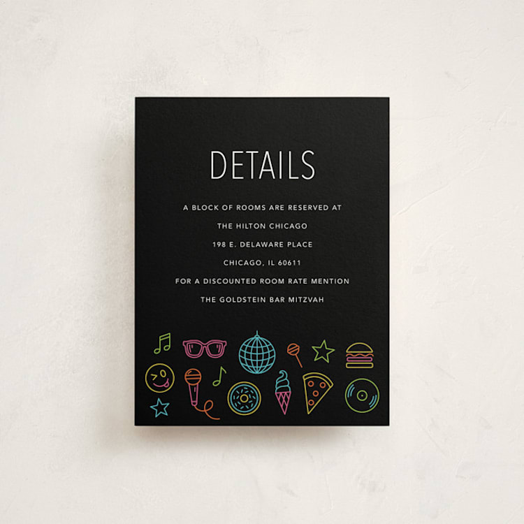 "Neon Vibes" - Mitzvah Direction Cards in Candy by Brandy Folse - Front