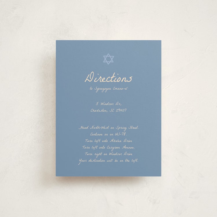 "Framed Star of David" - Mitzvah Direction Cards in Sky by Stephanie Heinrich Godbout - Front