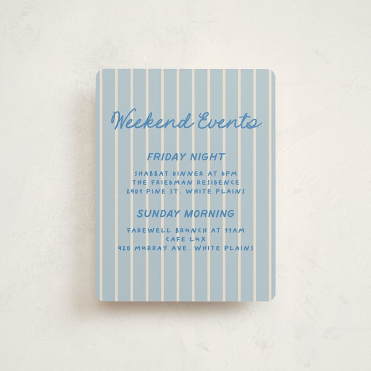"Checkered Mitzvah" - Mitzvah Direction Cards in Sky by Creo Study - Front
