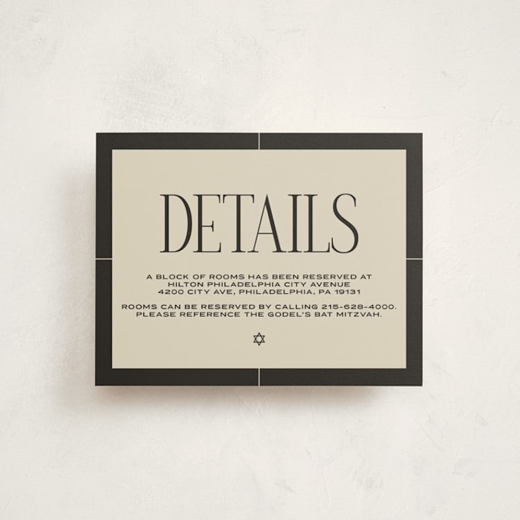 "Grand Luxe Bat Mitzvah" - Mitzvah Direction Cards in Charcoal by Wallace Design Co. - Front
