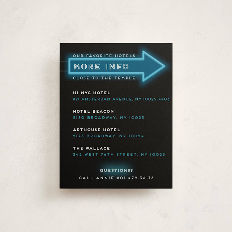 "Neon Glow - B’nai / Bat / Bar Mitzvah Invitation" - Mitzvah Direction Cards in Lagoon by Wonderfitz - Front
