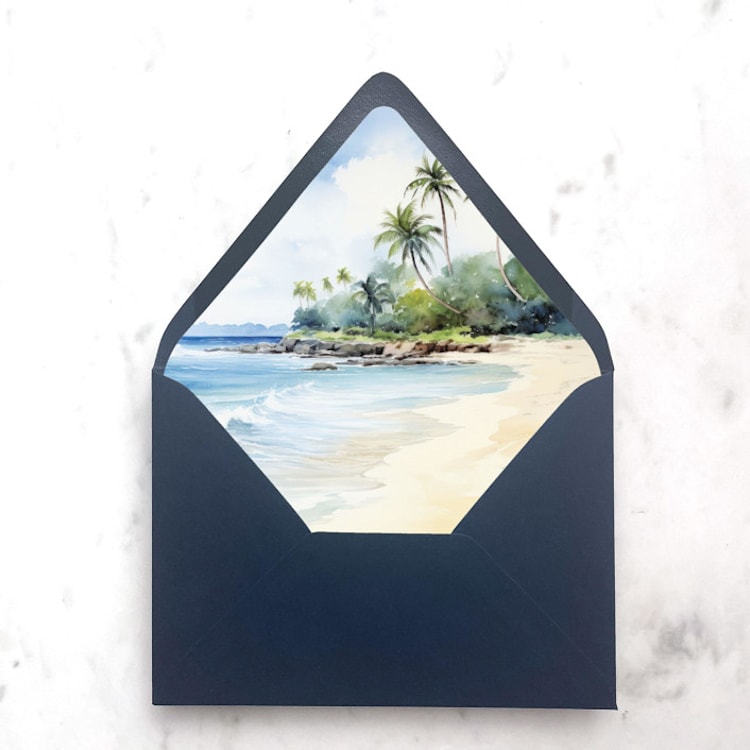 "A7 Envelope Liners Tropical Island Beach (set of 10)" - Envelope Liners in multicolor by Design by Laney