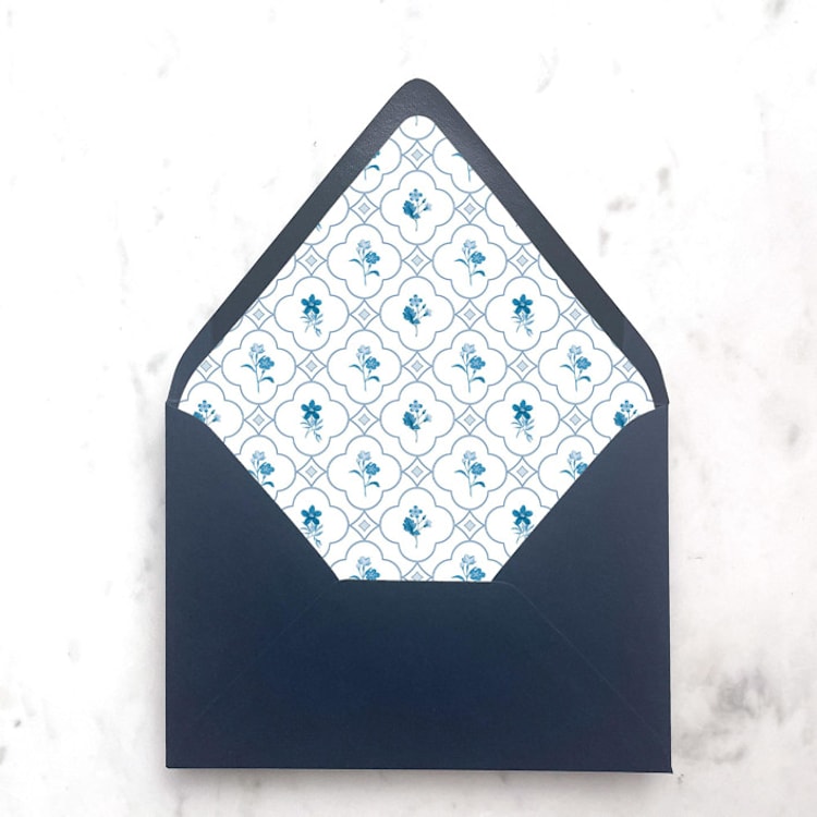 "A7 Envelope Liners Floral Tile Pattern (set of 10)" - Envelope Liners in blue by Design by Laney