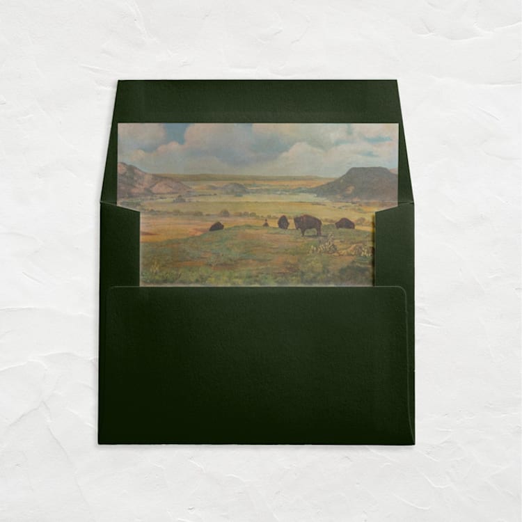 "A7 Fine Art Envelope Liners Square Flap // Golden Pastures (Set of 25)" - Envelope Liners in green by Clover and Lamb