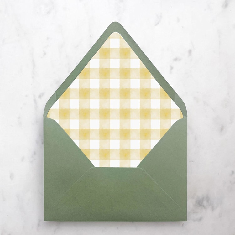 "A7 Envelope Liners Gingham Gold Pattern (set of 10)" - Envelope Liners in gold by Design by Laney