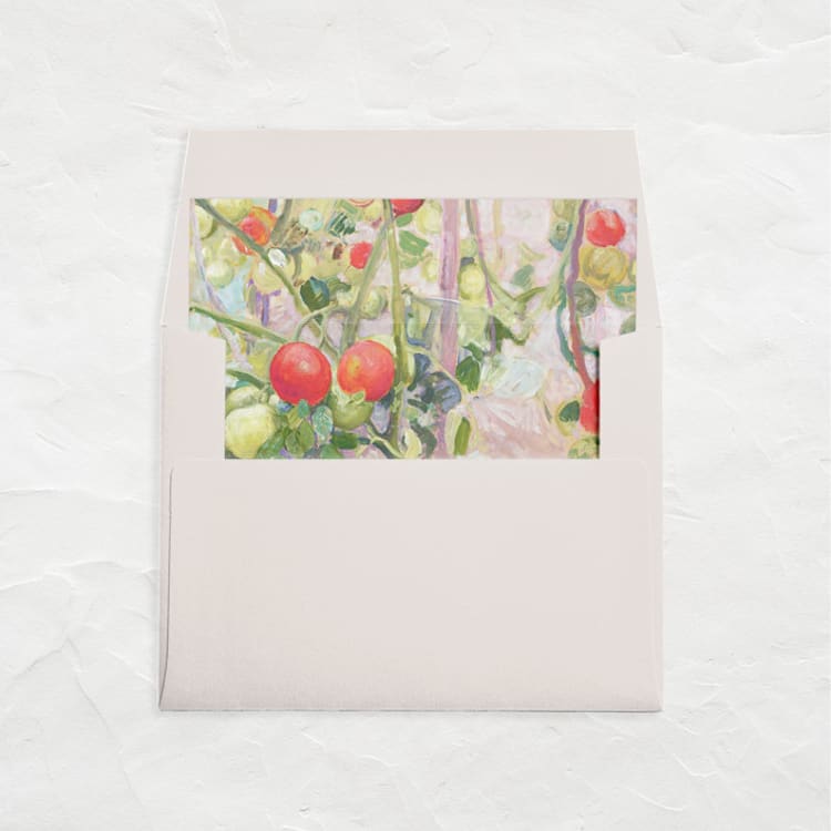 "A7 Fine Art Envelope Liners Square Flap // Tomato Vines (Set of 25)" - Envelope Liners in red by Clover and Lamb