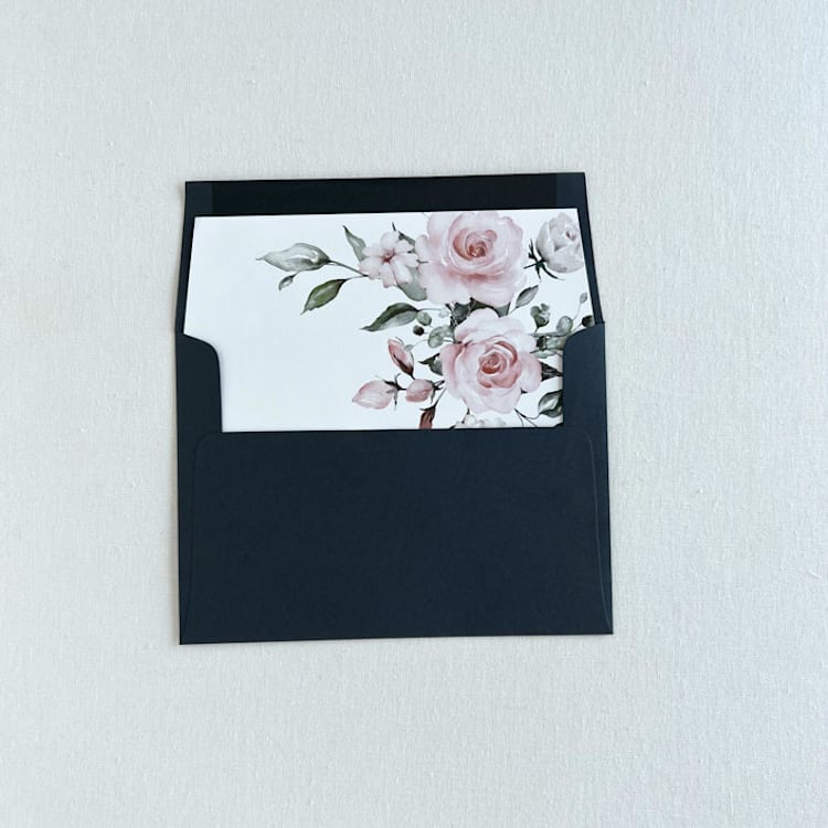 "Dusty Rose Floral Envelope Liner | Set of 10" - Envelope Liners in pink by Eva Friesen