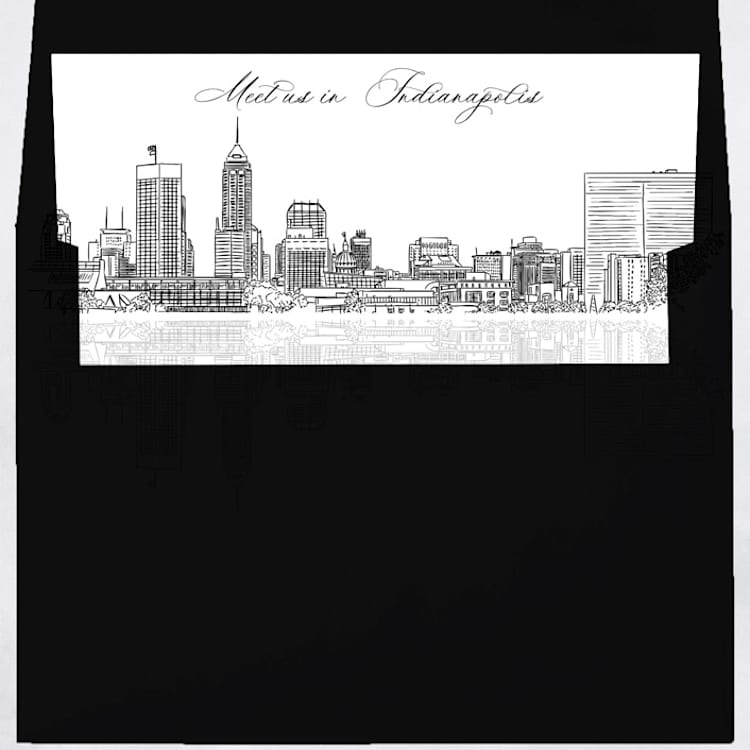 "Indianapolis Skyline Envelope Liner with custom text/saying | Set of 10 | For 5x7 Minted Square Flap Envelope" - Envelope Liners in white by Kimee Meyer