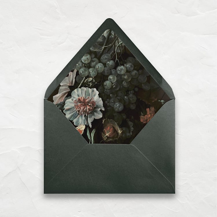 "A7 Fine Art Envelope Liners // Fruits + Flowers (Set of 25)" - Envelope Liners in green by Clover and Lamb