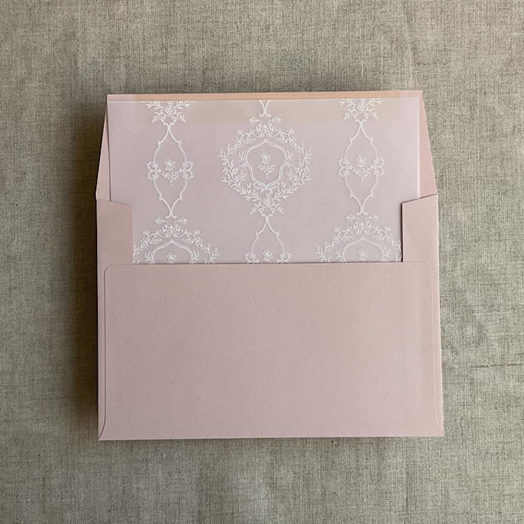 "grace floral white vellum envelope liner for A7 square flap envelope | pack of 10" - Envelope Liners in white by Ivory Invitations