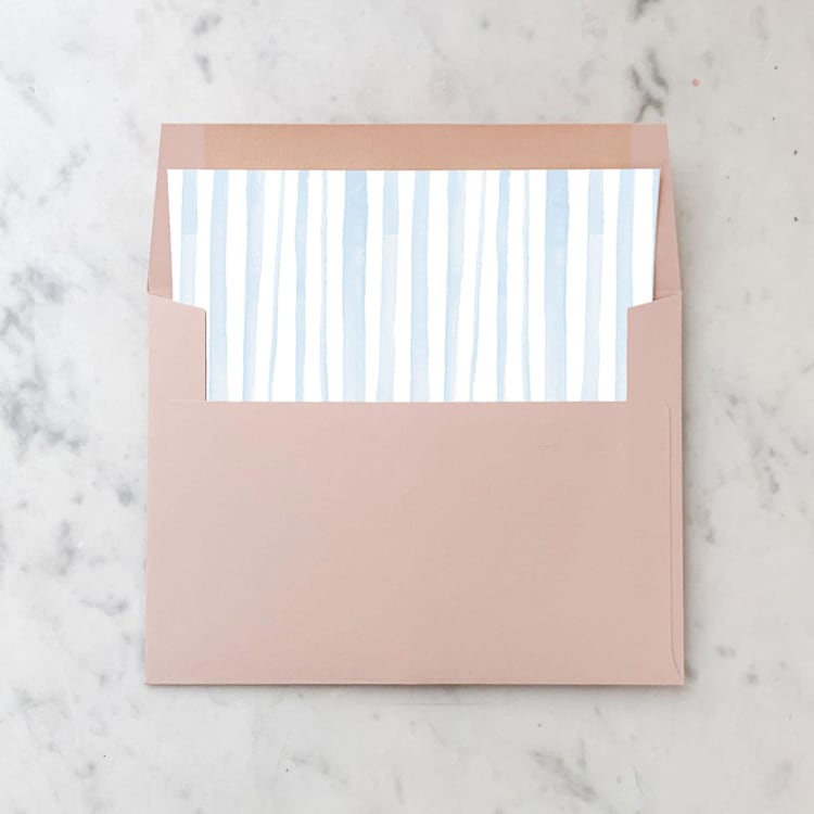 "A7 Envelope Liners Blue Watercolor Stripes Square Flap (set of 10)" - Envelope Liners in blue by Design by Laney