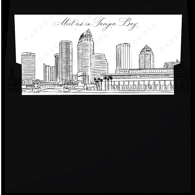 "Tampa Bay Florida Skyline Envelope Liner with custom text/saying | Set of 10 | For 5x7 Minted Square Flap Envelope" - Envelope Liners in white by Kimee Meyer