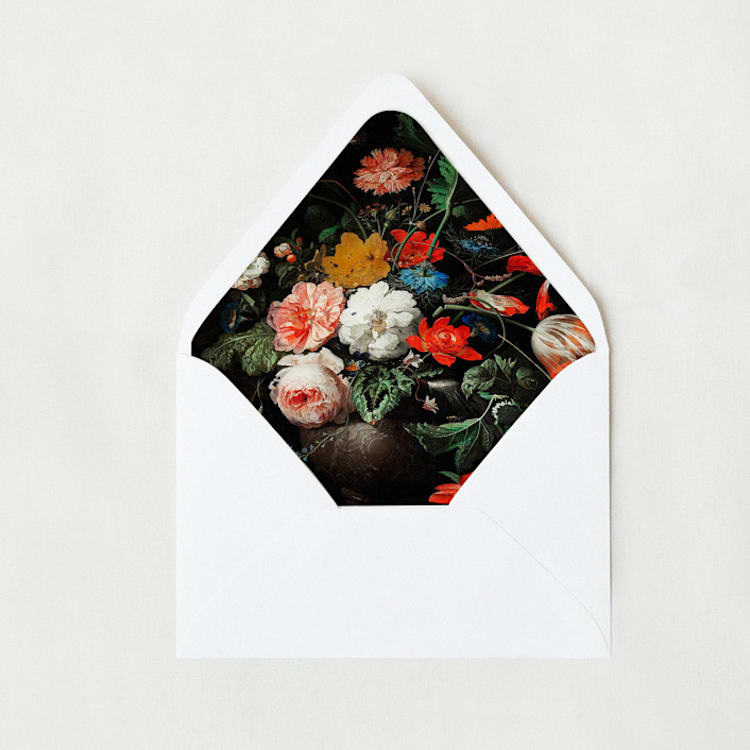 "Romantic Black Floral | Set of 25 Euro Envelope Liners" - Envelope Liners in multicolor by Nikki Turner