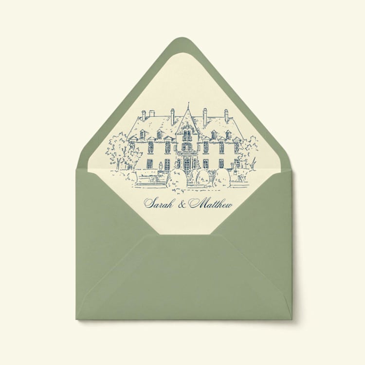 "Custom Venue Illustration Envelope Liner | Set of 10" - Envelope Liners in multicolorassorted-colors by Paper Haven