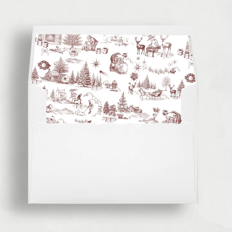 "Santa Toile Square Liner | Set of 25 Envelope Liners" - Envelope Liners in red by Nikki Turner