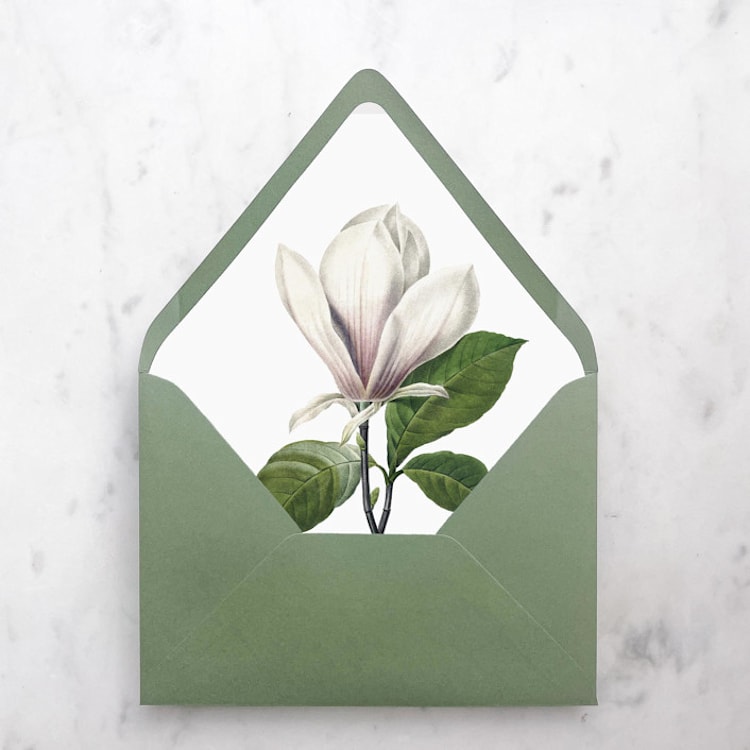 "A7 Envelope Liners Magnolia Flower (set of 10)" - Envelope Liners in white by Design by Laney