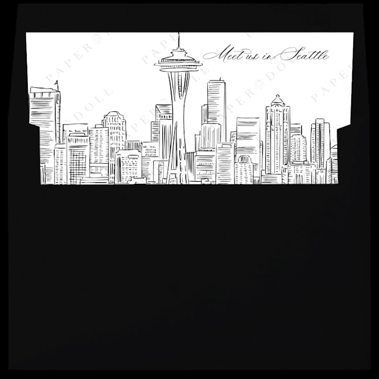 "Seattle Skyline Envelope Liner with custom text/saying | Set of 10 | For 5x7 Minted Square Flap Envelope" - Envelope Liners in white by Kimee Meyer