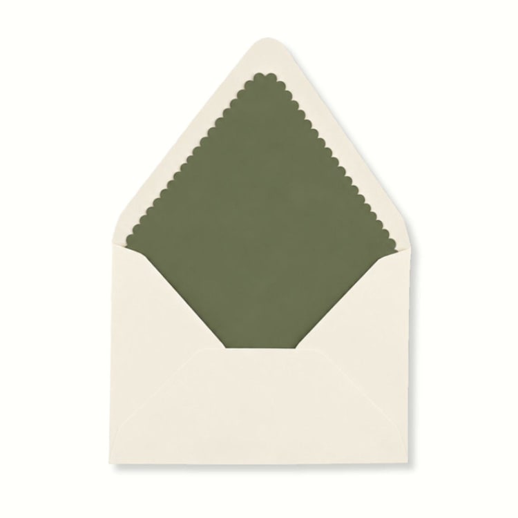 "Moss Green Scalloped Laser Envelope Liner (Pack of 20)" - Envelope Liners in green by Paper Haven