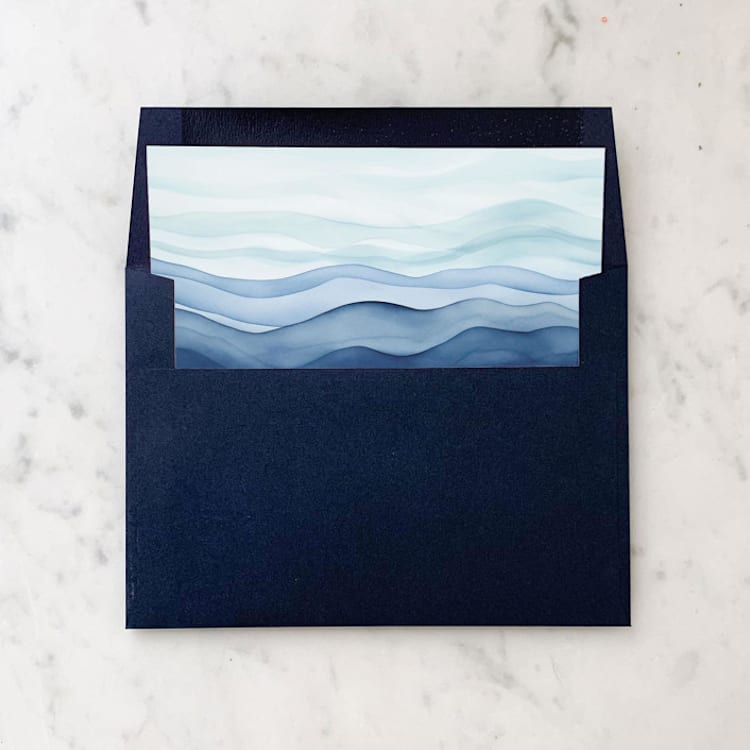 "A7 Envelope Liners Ocean Waves Beach Square Flap (set of 10)" - Envelope Liners in multicolor by Design by Laney