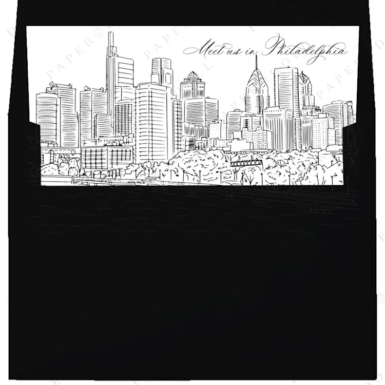 "Philadelphia Skyline Envelope Liner with custom text/saying | Set of 10 | For 5x7 Minted Square Flap Envelope" - Envelope Liners in white by Kimee Meyer