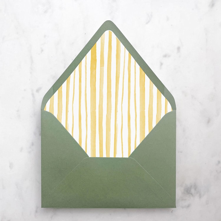 "A7 Envelope Liners Gold Watercolor Stripes (set of 10)" - Envelope Liners in gold by Design by Laney