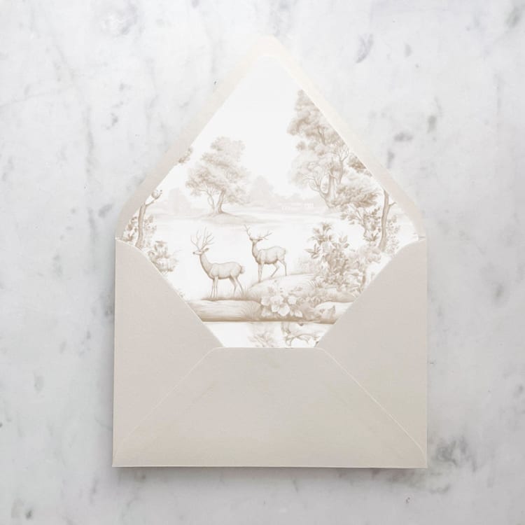 "A7 Envelope Liners Forest Toile Pattern (set of 10)" - Envelope Liners in beige by Design by Laney