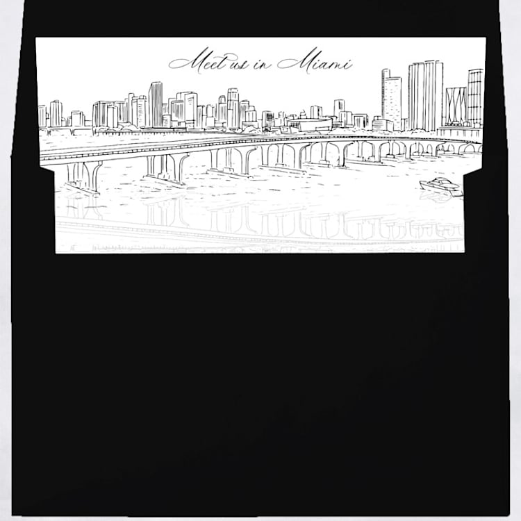 "Miami Skyline Envelope Liner with custom text/saying | Set of 10 | For 5x7 Minted Square Flap Envelope" - Envelope Liners in white by Kimee Meyer