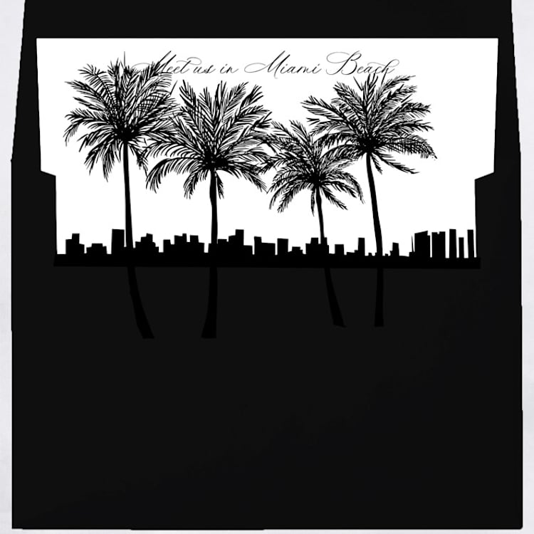 "Miami Beach Skyline Envelope Liner with custom text/saying | Set of 10 | For 5x7 Minted Square Flap Envelope" - Envelope Liners in white by Kimee Meyer