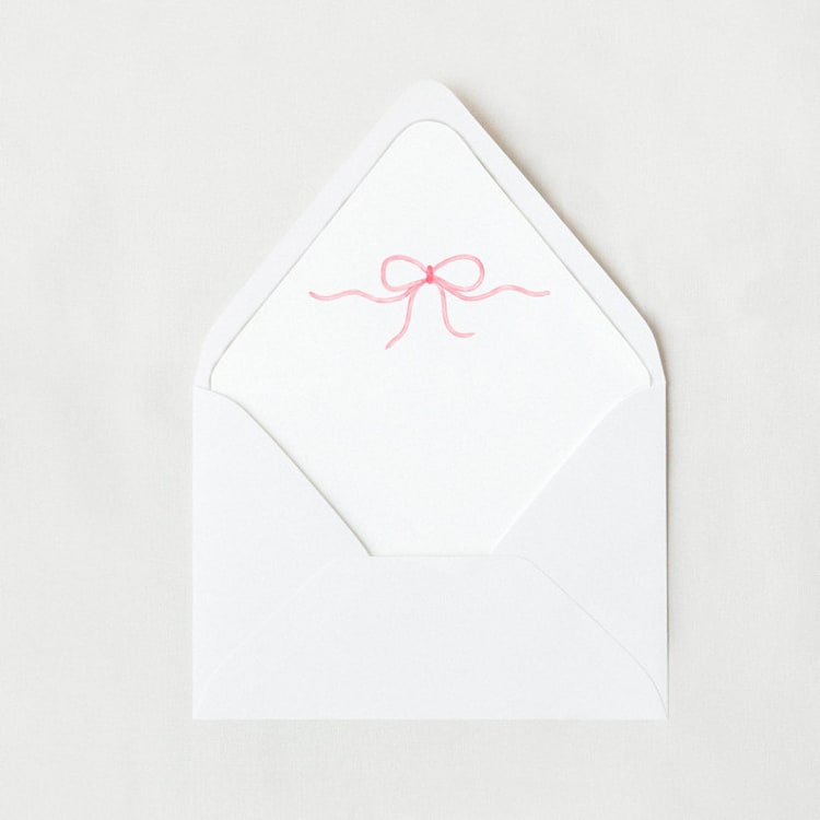 "Dainty Pink Bow Liner | Set of 25 Euro Envelope Liners" - Envelope Liners in pink by Nikki Turner