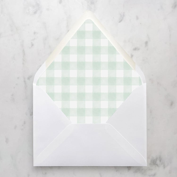 "A7 Envelope Liners Sage Green Gingham (set of 10)" - Envelope Liners in green by Design by Laney