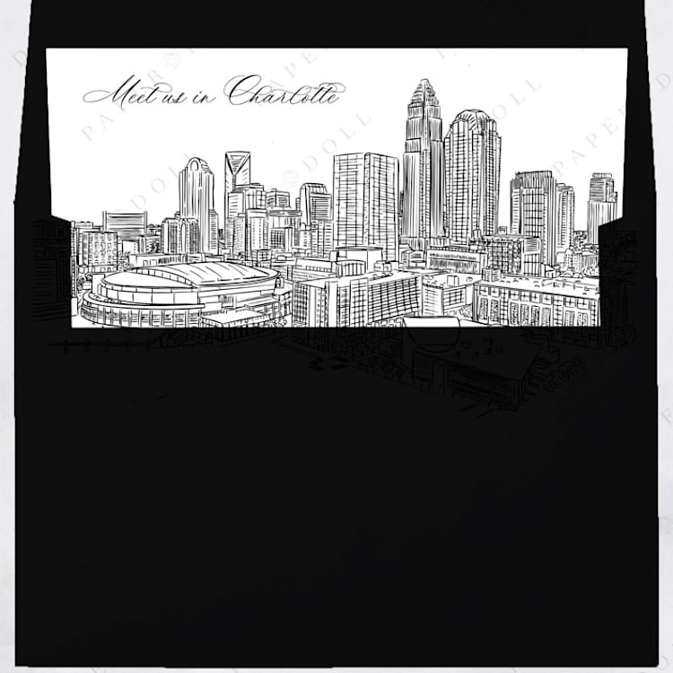 "Charlotte Skyline Envelope Liner with custom text/saying | Set of 10 | For 5x7 Minted Square Flap Envelope" - Envelope Liners in white by Kimee Meyer