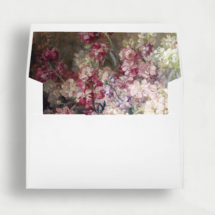 "Romantic Blush & Burgundy Oil Painting| Set of 25 Wedding Envelope Liner" - Envelope Liners in purple by Nikki Turner