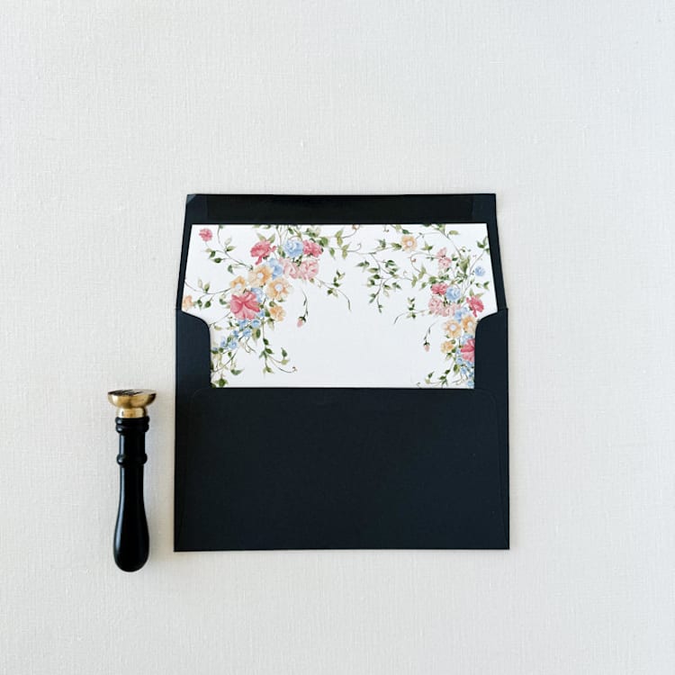 "Pink and blue Wildflower Garden Wedding Invitation Envelope Liners A7, 5 x 7 Set of 10" - Envelope Liners in multicolorassorted-colors by Eva Friesen