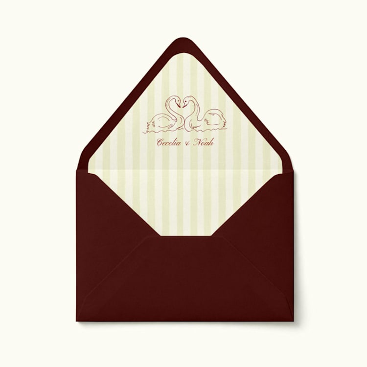 "Swan Green Stripe Envelope Liner | Set of 10" - Envelope Liners in multicolor by Paper Haven